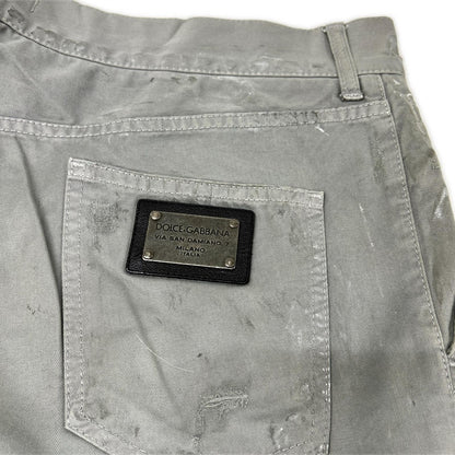 DOLCE&GABBANA Moss Green Paint Splatter Jeans Size 54