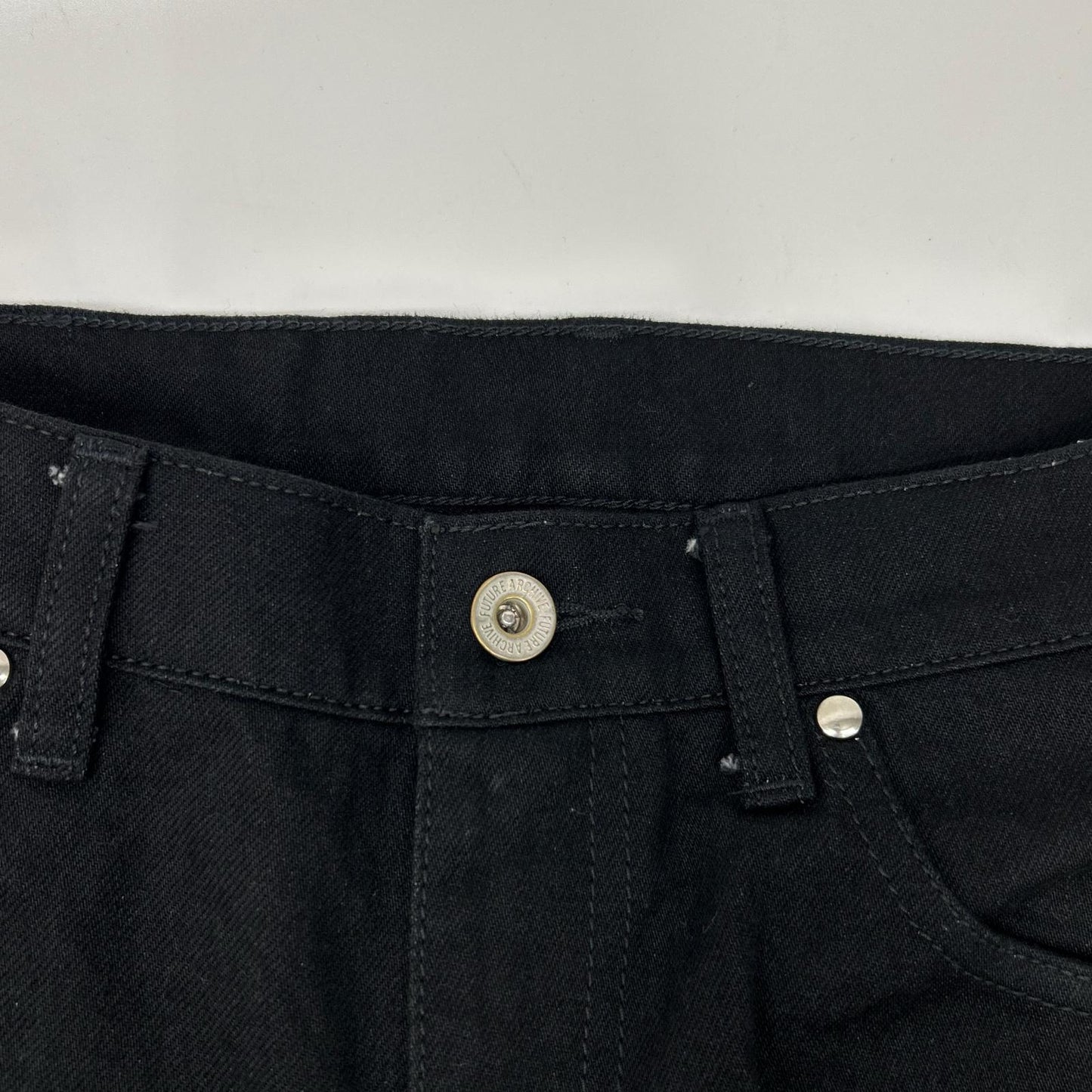 FUTURE ARCHIVE Studded Pocket Flare Denim Jeans Black Size M