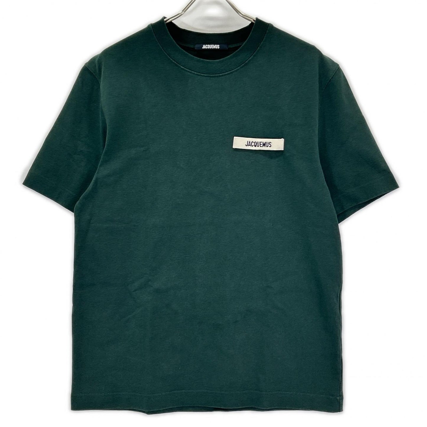 JACQUEMEUS Grosgrain Logo Crewneck Green Cotton Size M