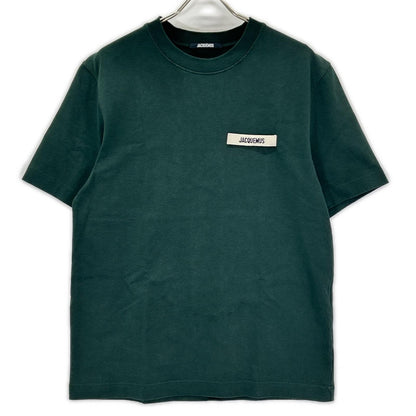 JACQUEMEUS Grosgrain Logo Crewneck Green Cotton Size M