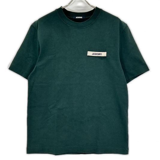 JACQUEMEUS Grosgrain Logo Crewneck Green Cotton Size M