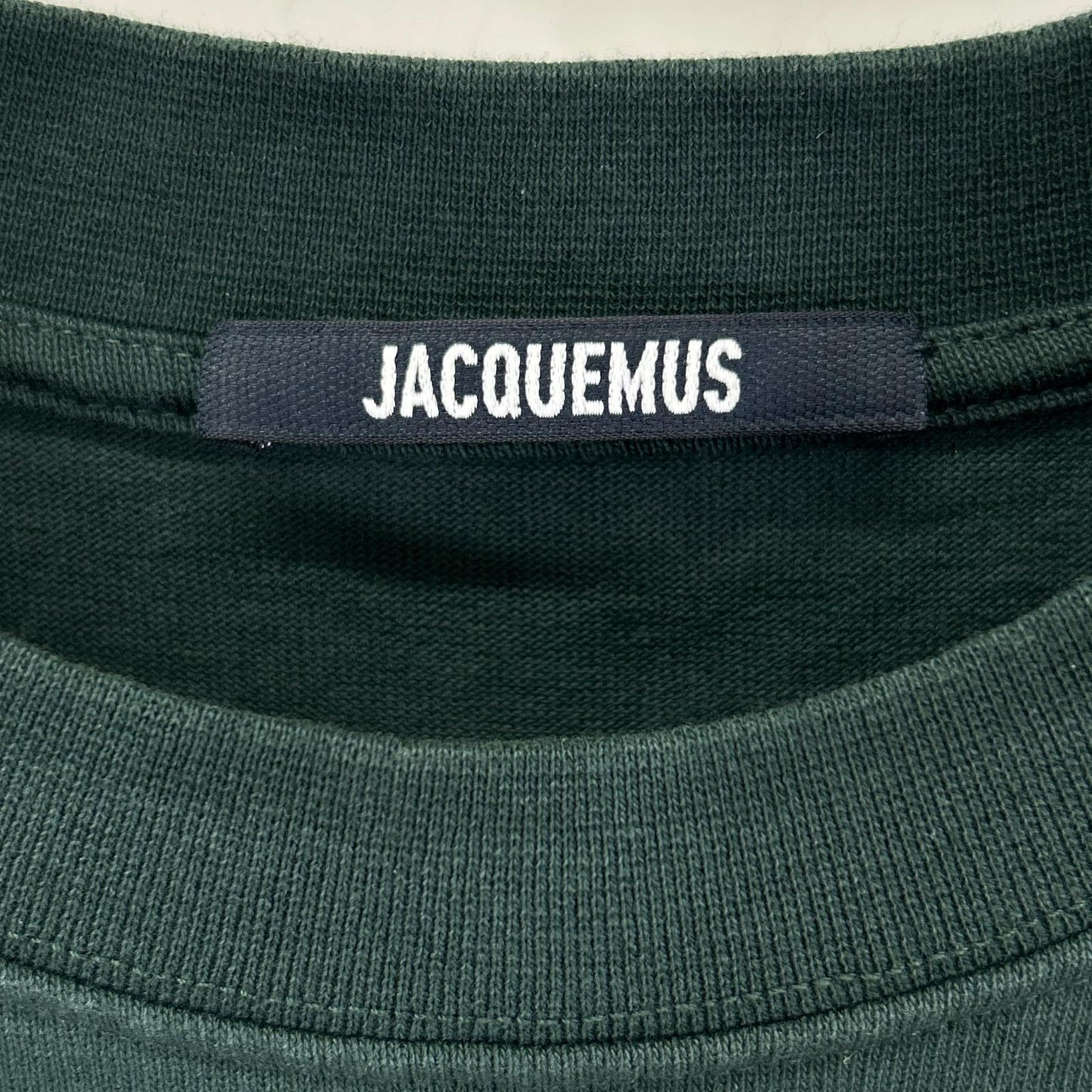JACQUEMEUS Grosgrain Logo Crewneck Green Cotton Size M