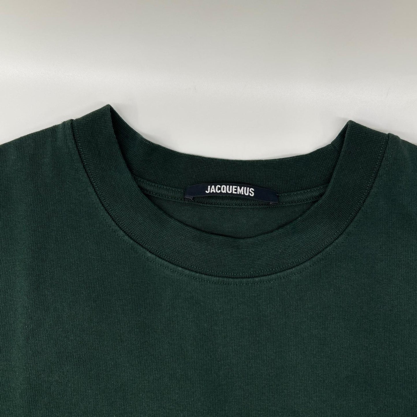 JACQUEMEUS Grosgrain Logo Crewneck Green Cotton Size M