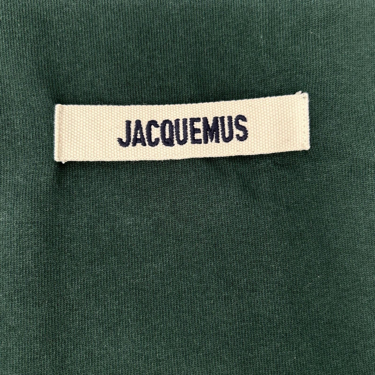 JACQUEMEUS Grosgrain Logo Crewneck Green Cotton Size M