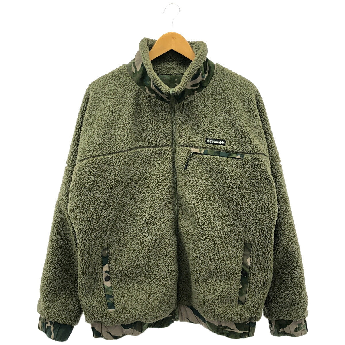 BLACK LABEL Columbia Khaki Camo Reversible Boa Jacket Size L