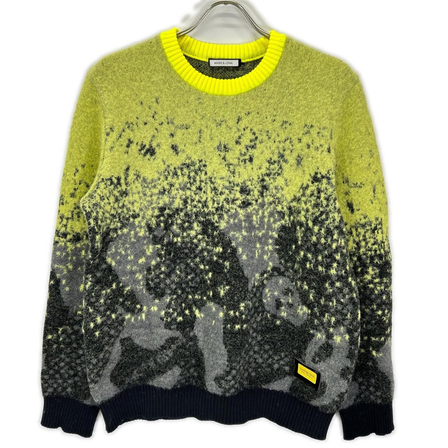 MARK&LONA Yellow Wool Camo Grand Fur Crewneck Knit Size 48