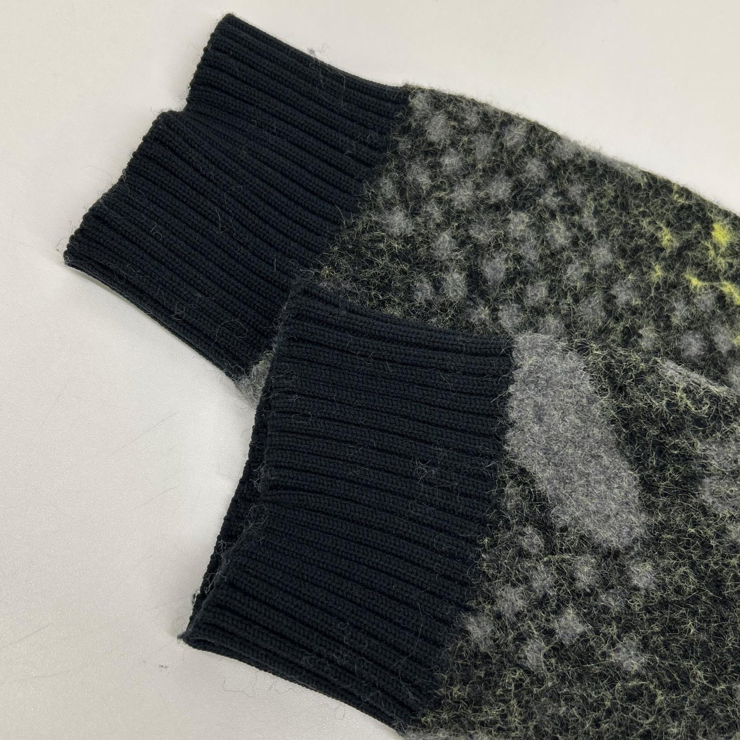 MARK&LONA Yellow Wool Camo Grand Fur Crewneck Knit Size 48