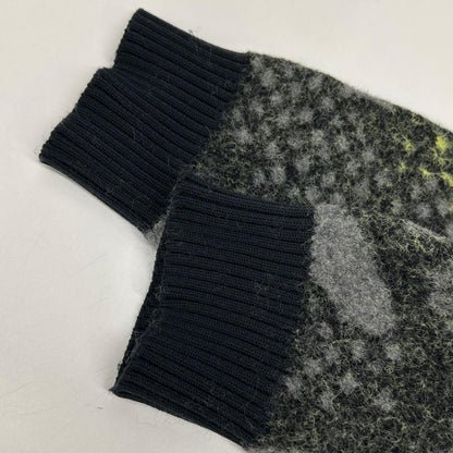 MARK&LONA Yellow Wool Camo Grand Fur Crewneck Knit Size 48