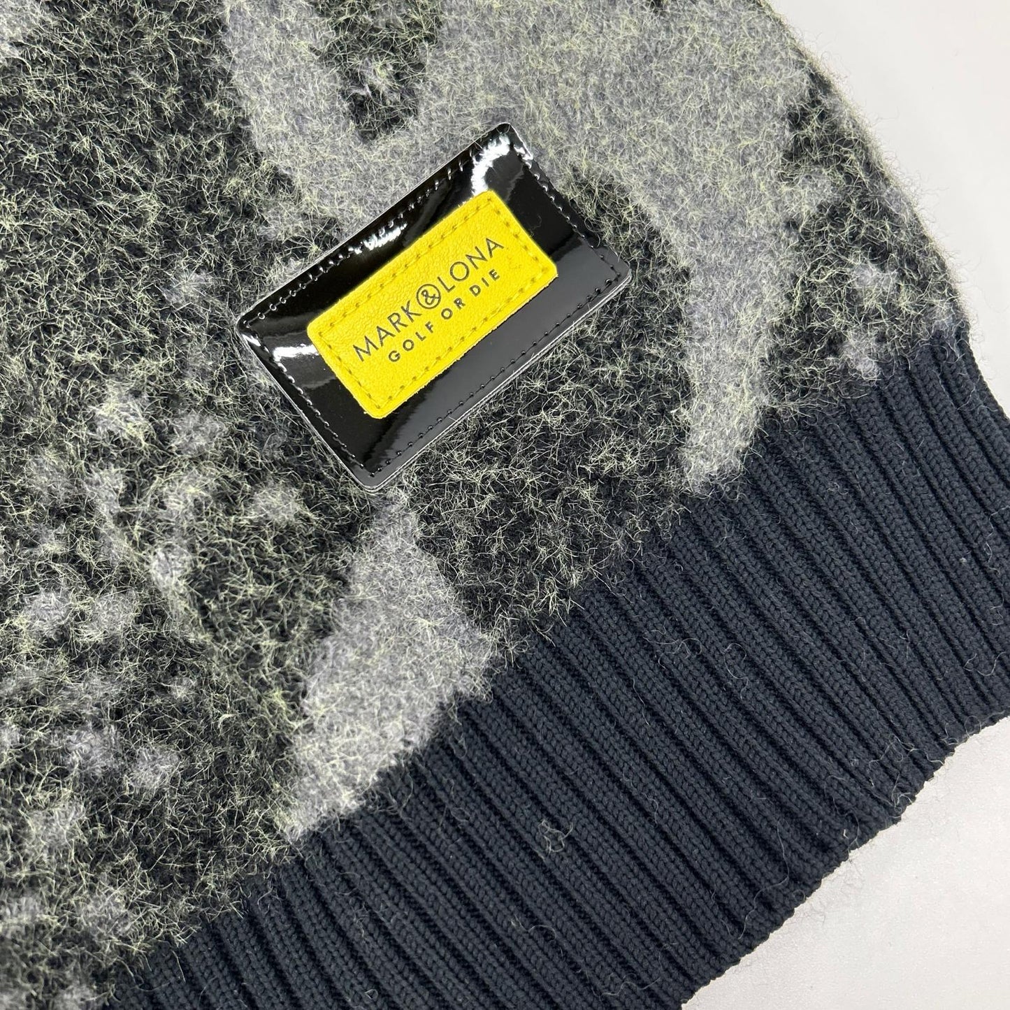 MARK&LONA Yellow Wool Camo Grand Fur Crewneck Knit Size 48