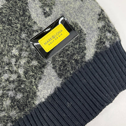MARK&LONA Yellow Wool Camo Grand Fur Crewneck Knit Size 48