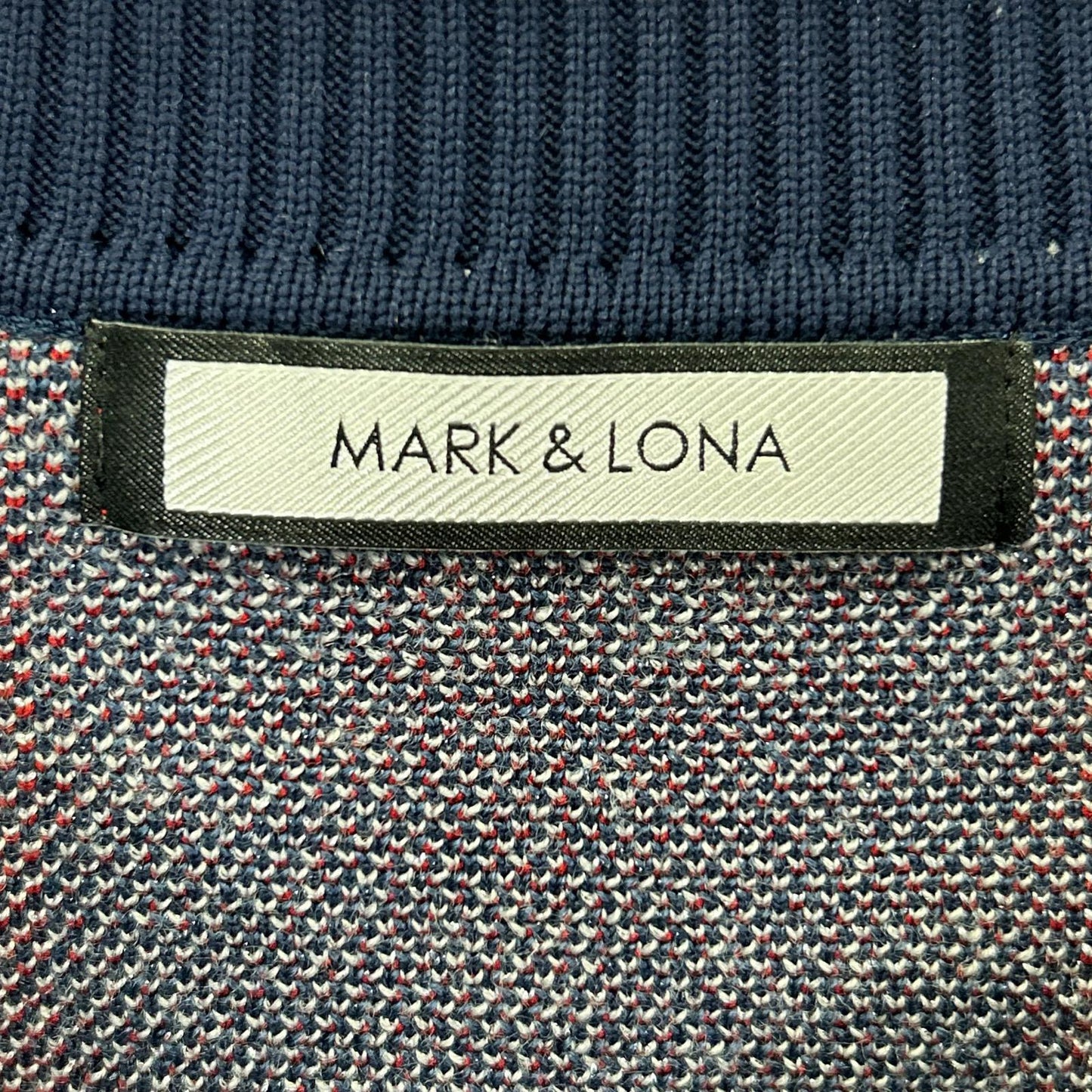 MARK&LONA Tricolor V-Neck Knit Sweater Red Acrylic Size 50