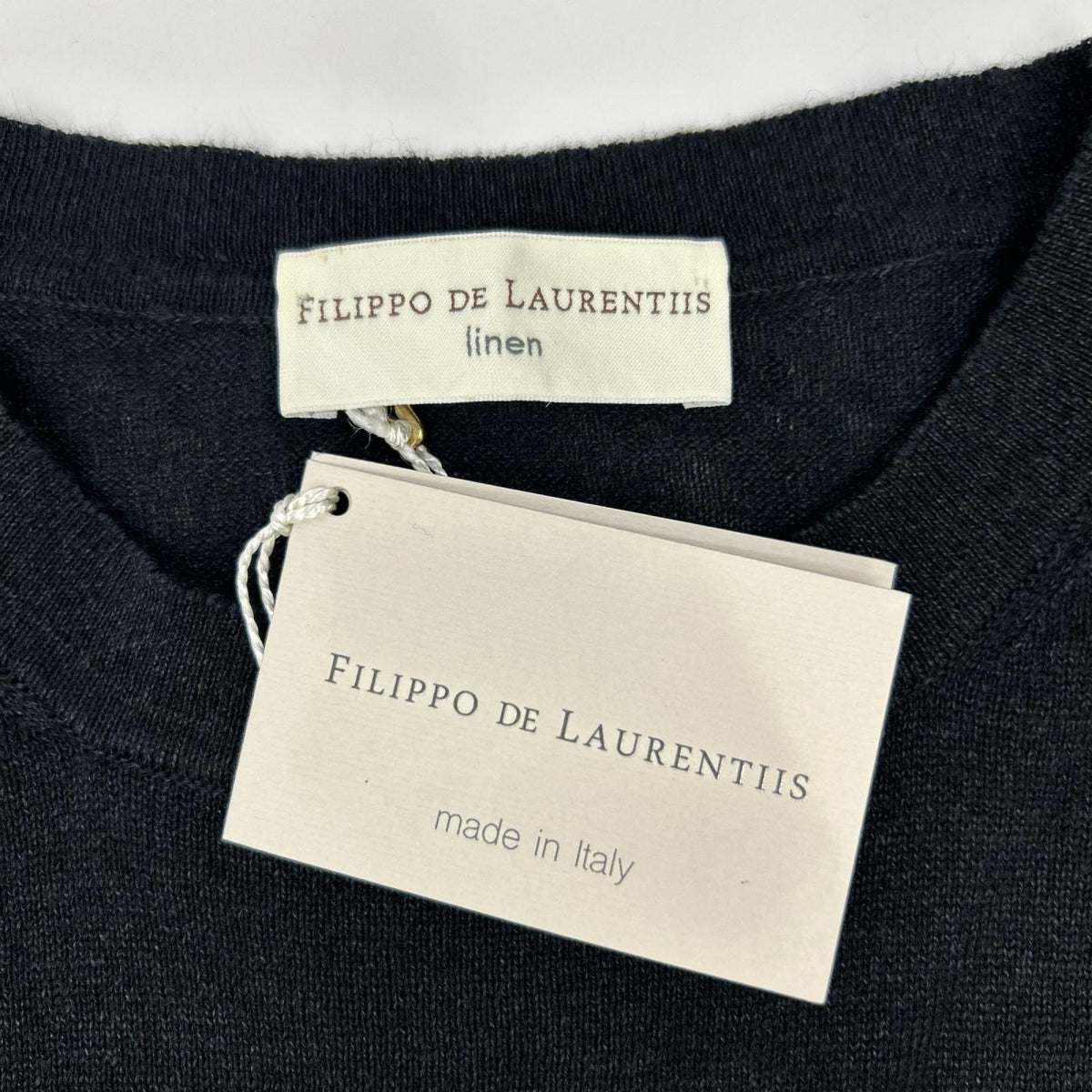 FILIPPO DE LAURENTIIS Linen Cotton Knit Black Size 48