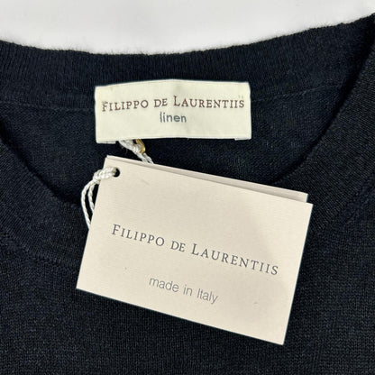 FILIPPO DE LAURENTIIS Linen Cotton Knit Black Size 48