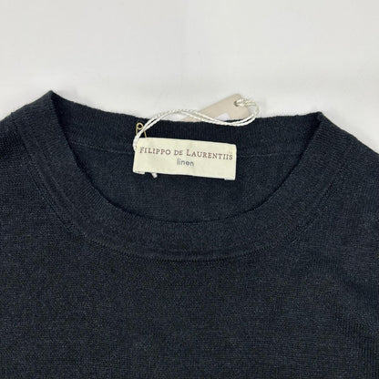 FILIPPO DE LAURENTIIS Linen Cotton Knit Black Size 48