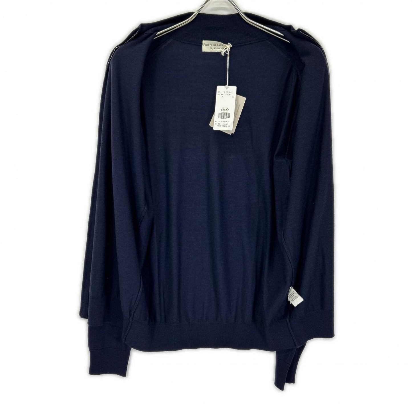 FILIPPO DE LAURENTIIS Merino Wool Cardigan Navy Size 48