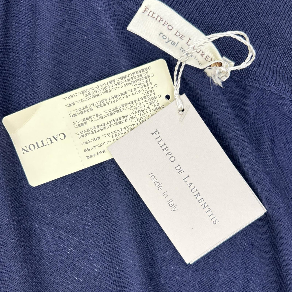 FILIPPO DE LAURENTIIS Merino Wool Cardigan Navy Size 48