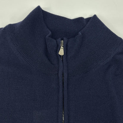 FILIPPO DE LAURENTIIS Merino Wool Cardigan Navy Size 48