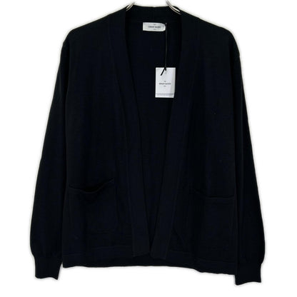 GRAN SASSO Wool 12G Buttonless Knit Cardigan Black Size 48