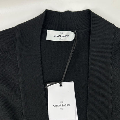 GRAN SASSO Wool 12G Buttonless Knit Cardigan Black Size 48
