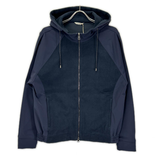 ARCHIVIO Poly Fleece-Docking Zip Hoodie Navy Jacket Size 48