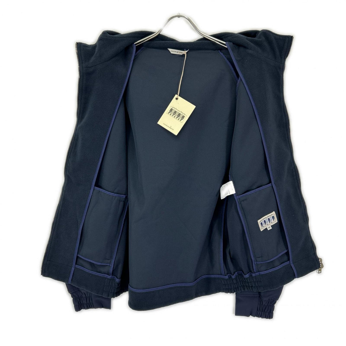 ARCHIVIO Poly Fleece-Docking Zip Hoodie Navy Jacket Size 48