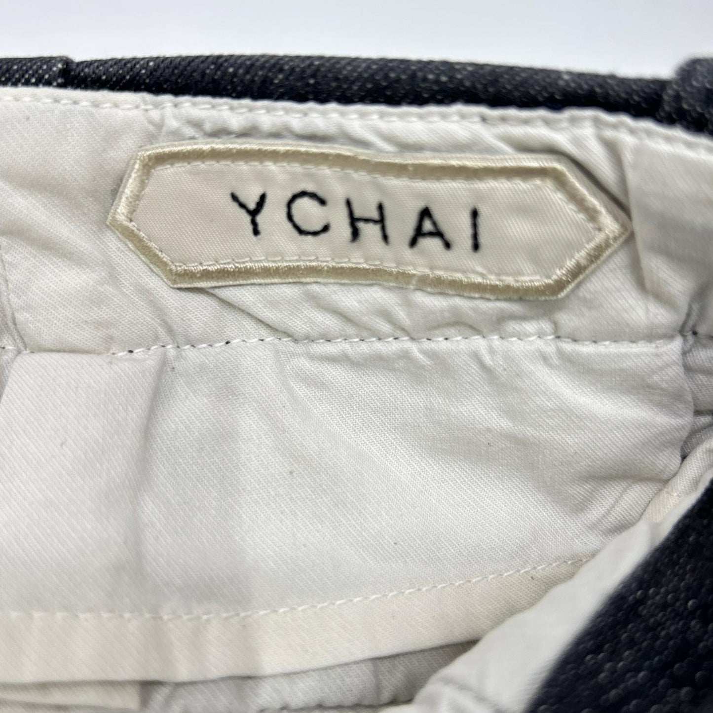 YCHAI Washed Stretch Cotton Tapered Denim Black Size 32