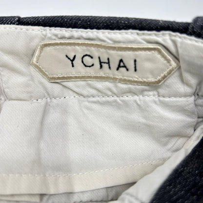 YCHAI Washed Stretch Cotton Tapered Denim Black Size 32