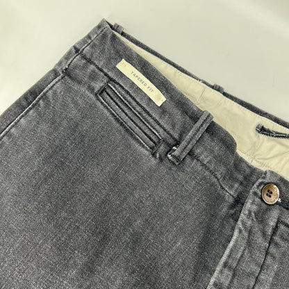 YCHAI Washed Stretch Cotton Tapered Denim Black Size 32