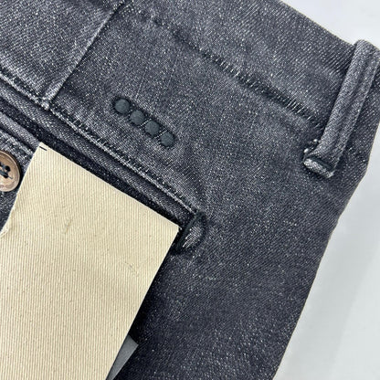 YCHAI Washed Stretch Cotton Tapered Denim Black Size 32