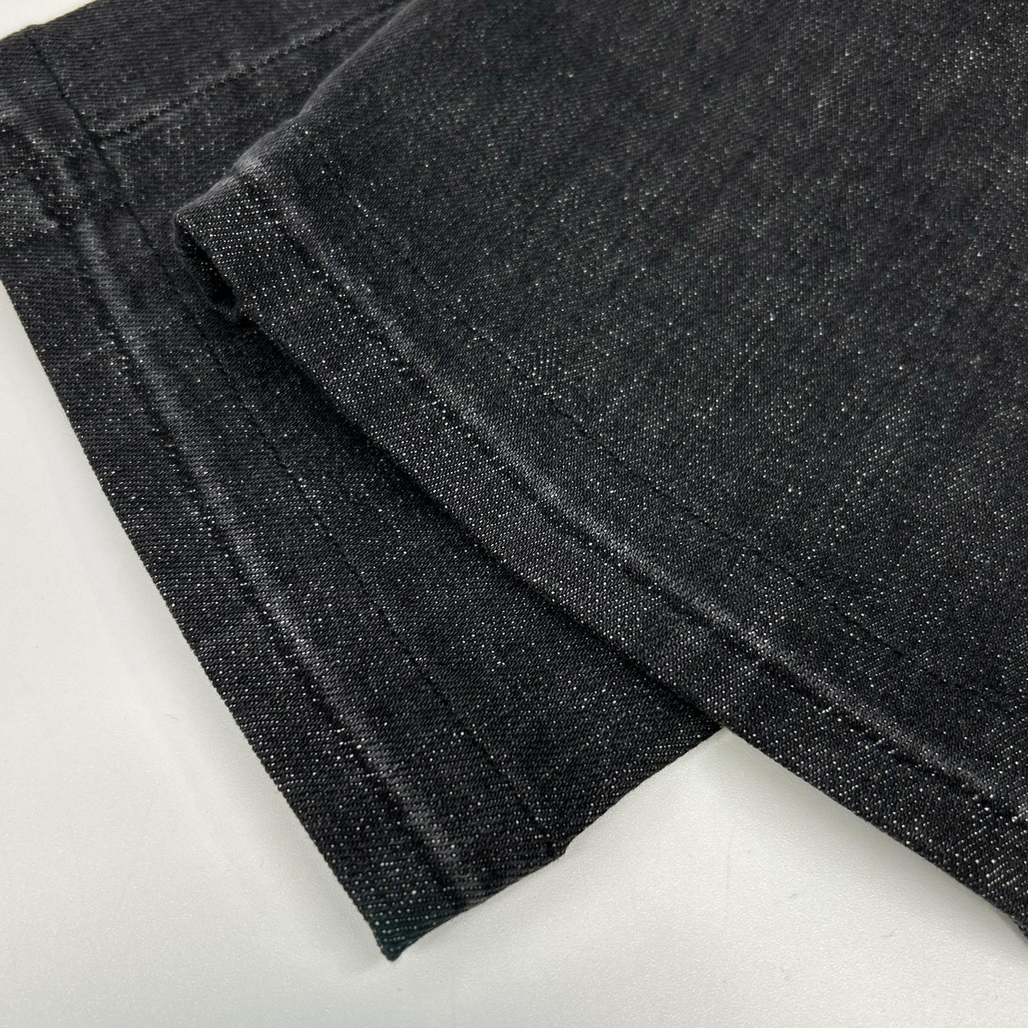 YCHAI Washed Stretch Cotton Tapered Denim Black Size 32