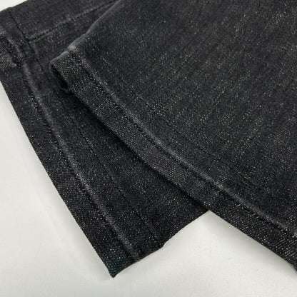 YCHAI Washed Stretch Cotton Tapered Denim Black Size 32