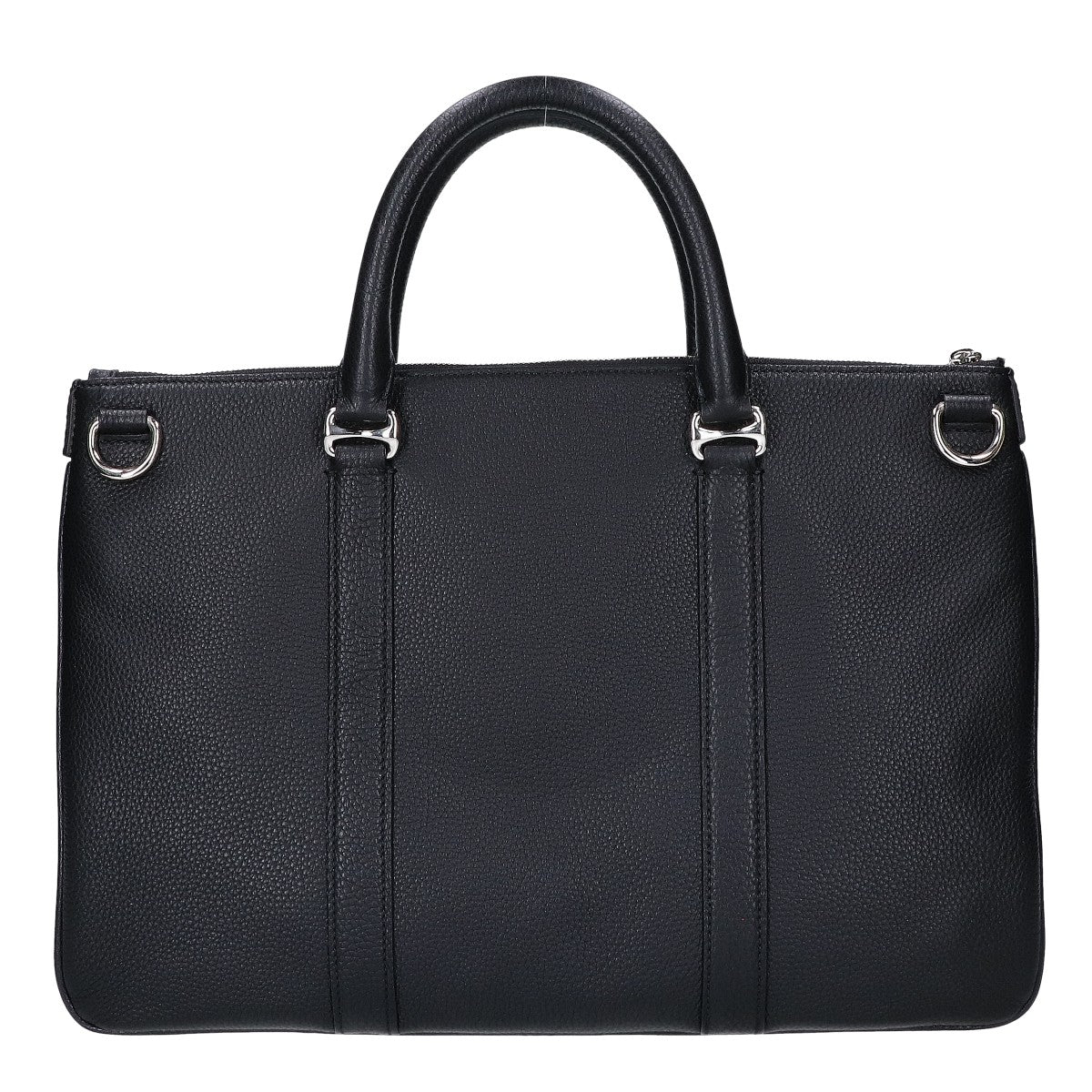 BALLY Embossed Grain Leather Briefcase Black Size ONE SIZE