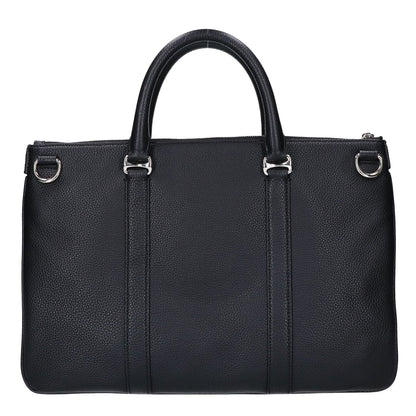 BALLY Embossed Grain Leather Briefcase Black Size ONE SIZE