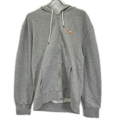 MAISON KITSUNE Chillax Fox Cotton Zip-Up Hoodie Gray Size XL