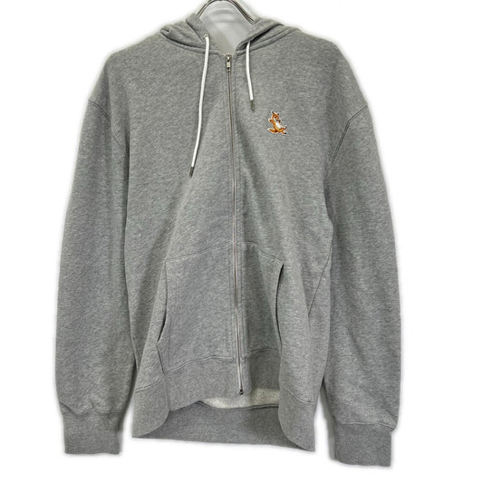 MAISON KITSUNE Chillax Fox Cotton Zip-Up Hoodie Gray Size XL