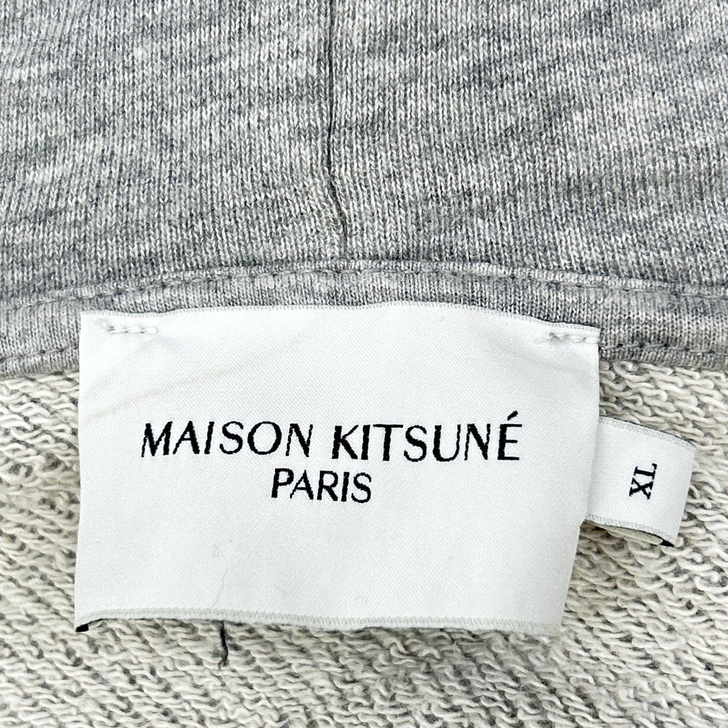 MAISON KITSUNE Chillax Fox Cotton Zip-Up Hoodie Gray Size XL