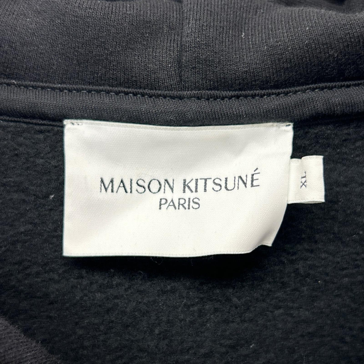 MAISON KITSUNE Embroidered Cotton Hoodie Black Size XL