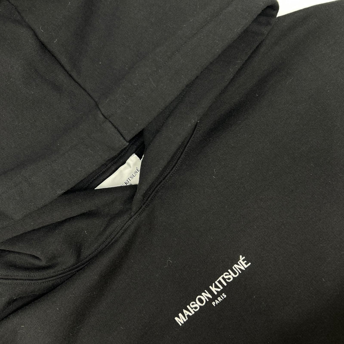 MAISON KITSUNE Embroidered Cotton Hoodie Black Size XL