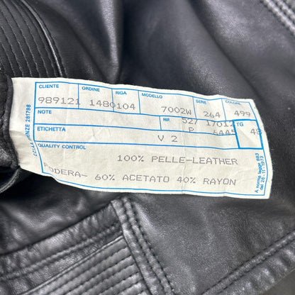 BY VERSACE Black Leather Fur-Trimmed Leather Jacket Size 48