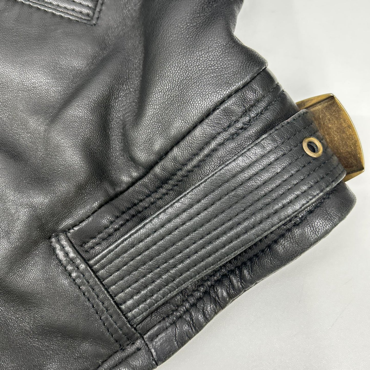 BY VERSACE Black Leather Fur-Trimmed Leather Jacket Size 48
