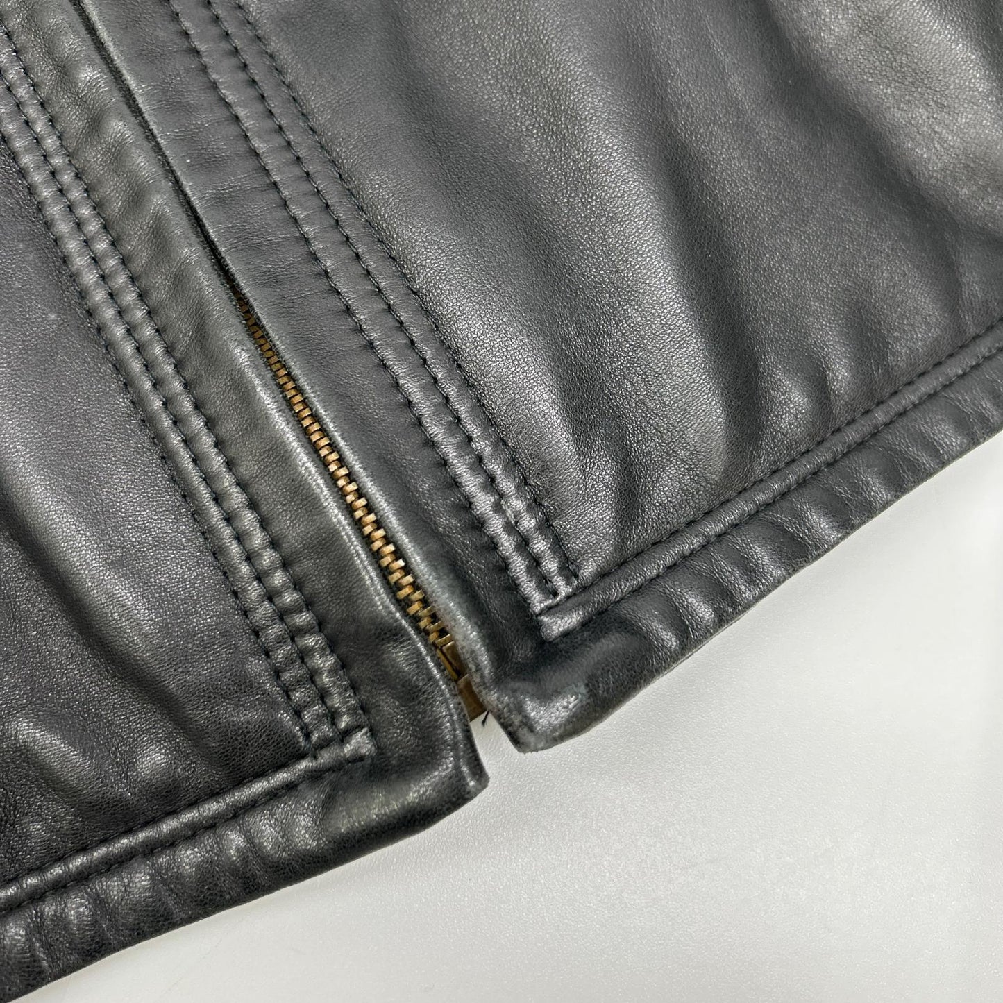 BY VERSACE Black Leather Fur-Trimmed Leather Jacket Size 48