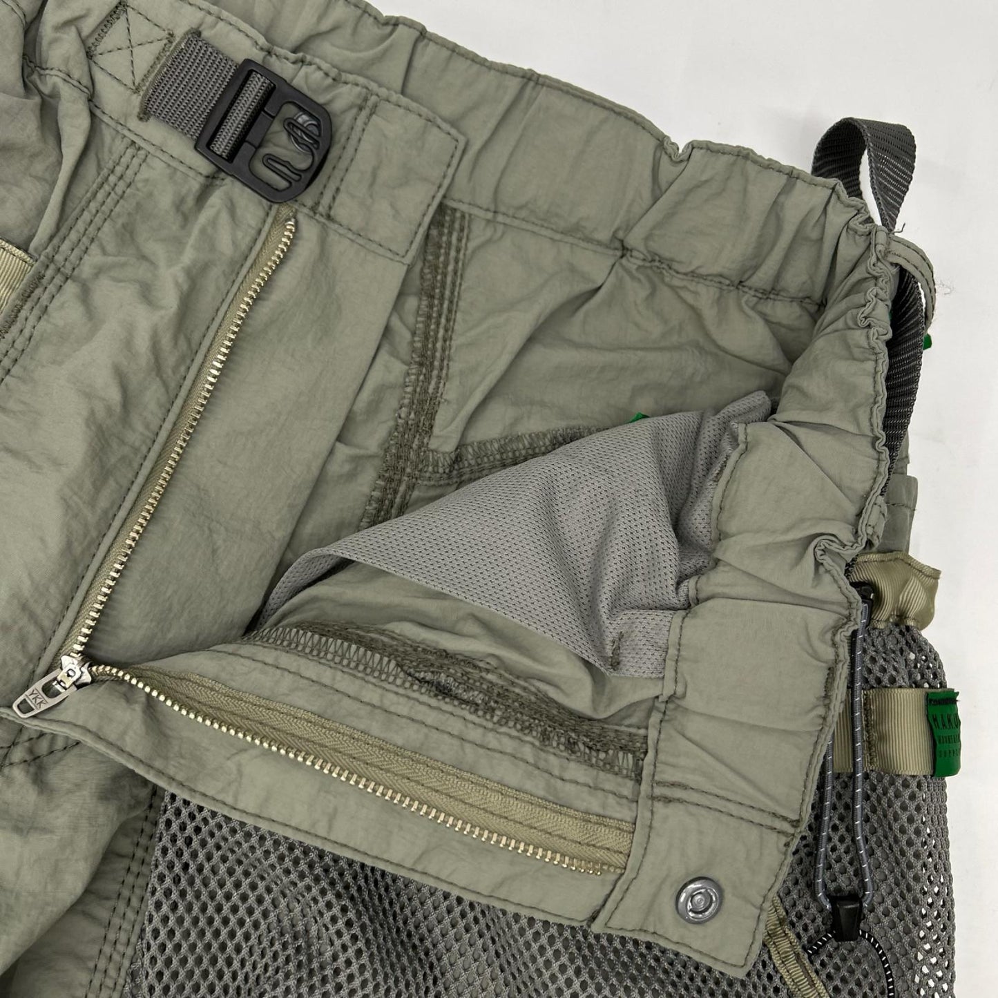 NANGA x H.A.K.U Khaki Mesh Pocket BIKU TROUSERS Size S