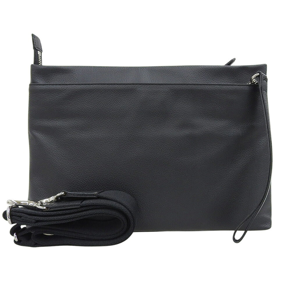 JAL PRODUCED BY MORPHO Black 2-Way Leather Shoulder Bag