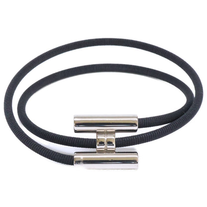 HERMES Black/Silver Tourni Tresse Fabric Bracelet
