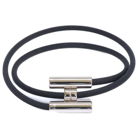 HERMES Black/Silver Tourni Tresse Fabric Bracelet