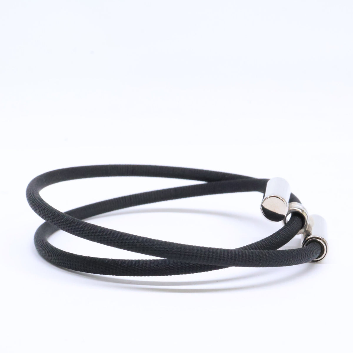 HERMES Black/Silver Tourni Tresse Fabric Bracelet