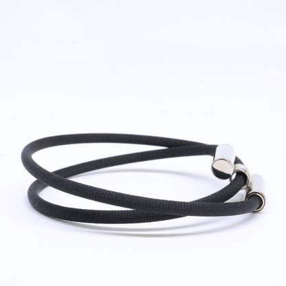 HERMES Black/Silver Tourni Tresse Fabric Bracelet