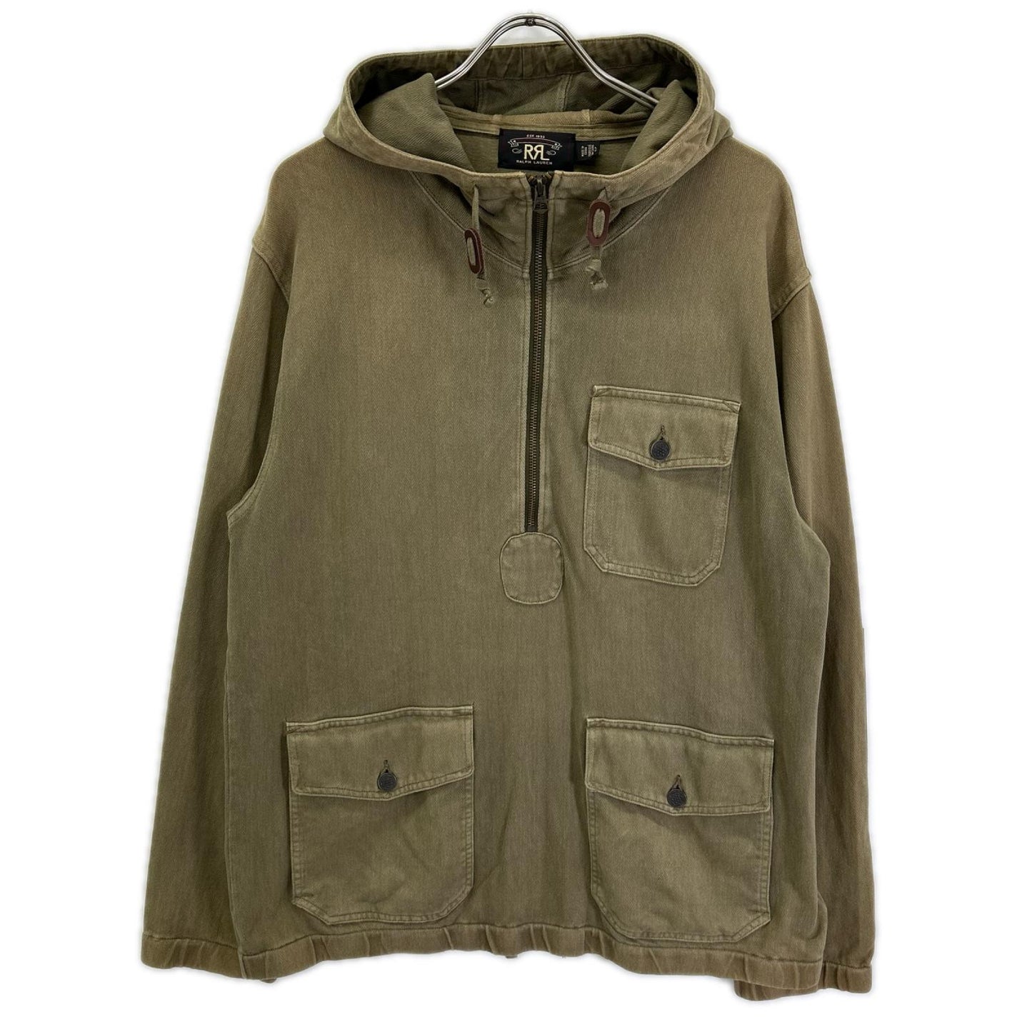 RRL 782733388001 Khaki Jacquard Knit Anorak Jacket Size L