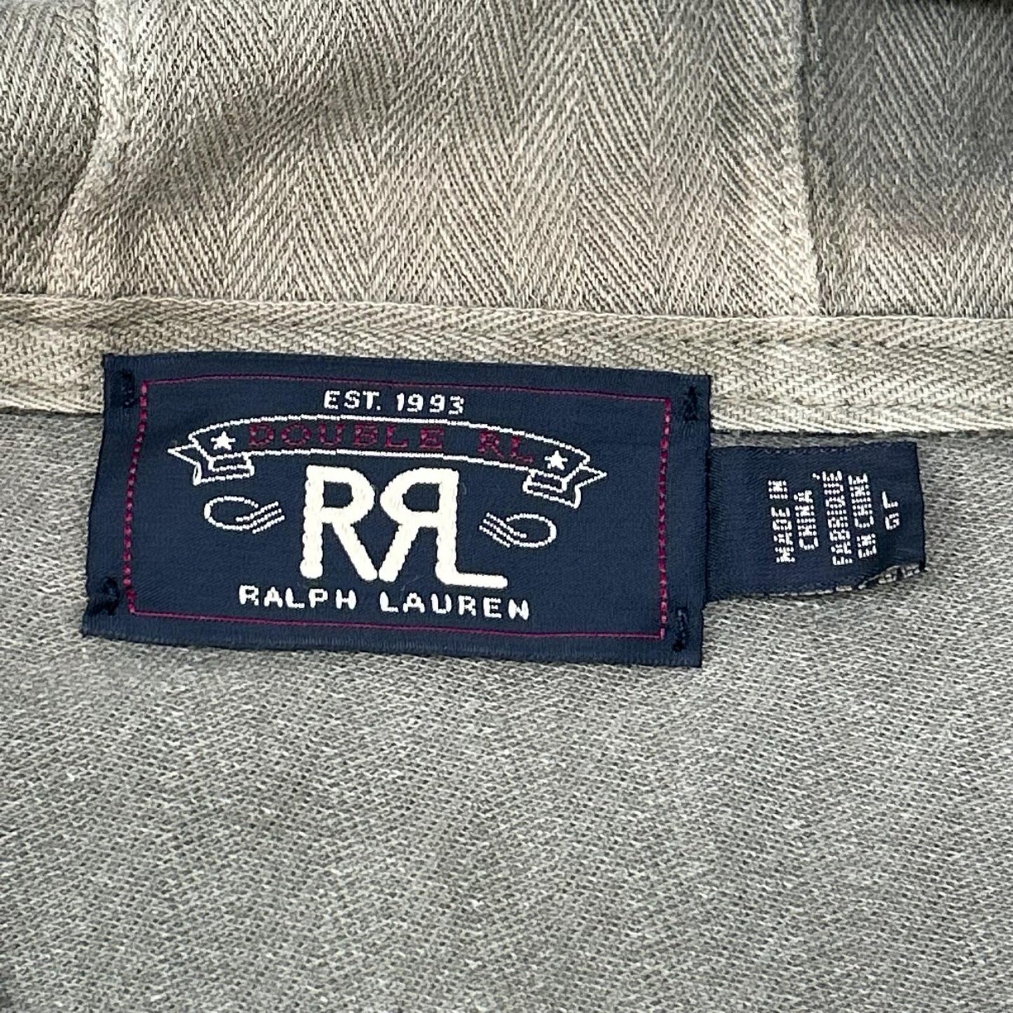 RRL 782733388001 Khaki Jacquard Knit Anorak Jacket Size L
