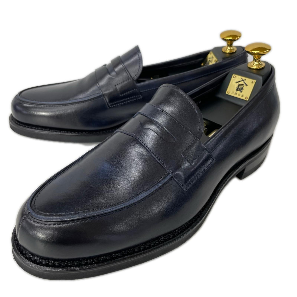 YASABURO R2013E Leather Coin Loafer Navy Size 7 1/2